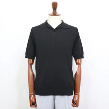 画像をギャラリービューアに読み込む, Blu Bre(ブルブレ)ワイドリブ スキッパー コットンニット ポロシャツ【ブラック】国内正規品