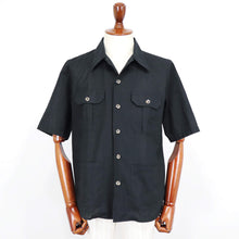 画像をギャラリービューアに読み込む, ORIAN(オリアン)半袖リネン サファリシャツ【ブラック】国内正規品