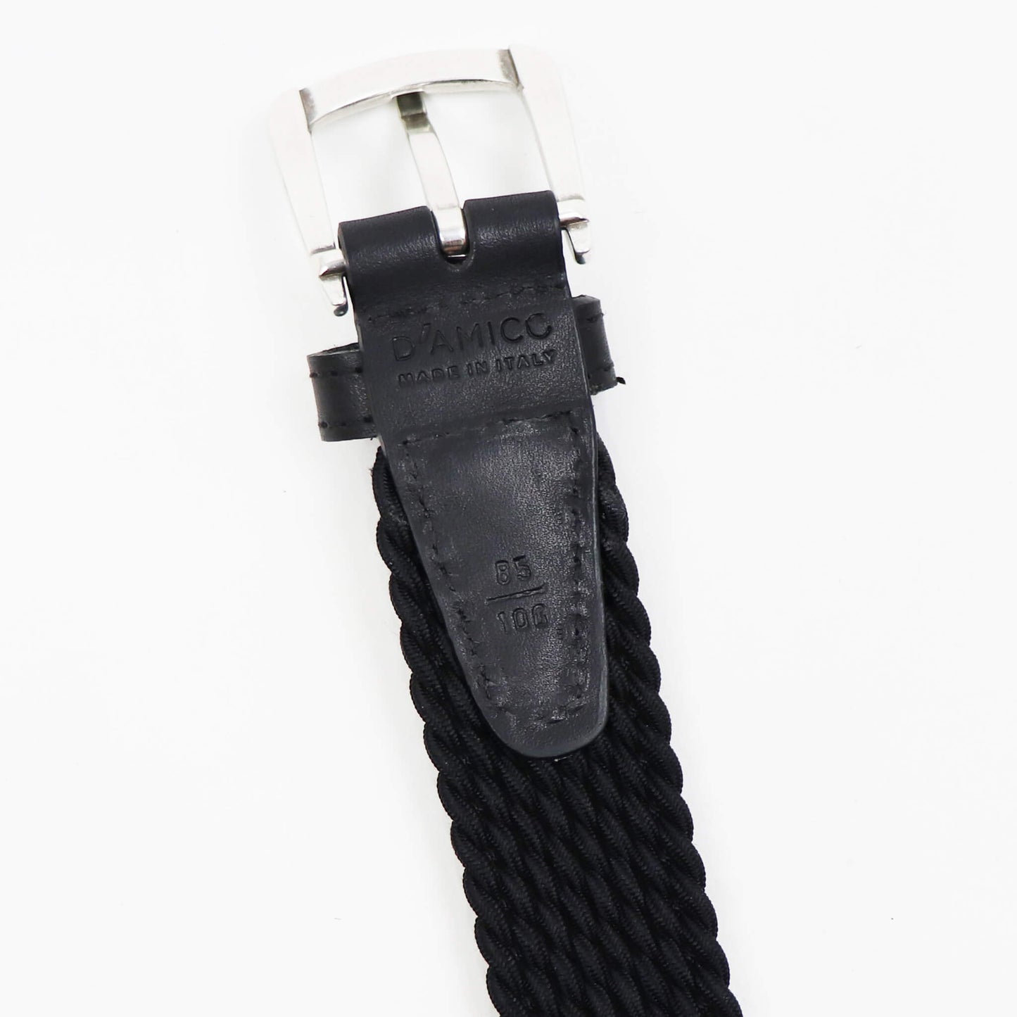 D'AMICO(ダミーコ)レザー×ストレッチメッシュ ベルト【ブラック】国内正規品