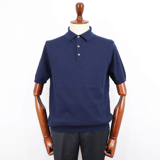MOONCASTLE(ムーンキャッスル)ICE COTTON POLO NECK アイスコットン ニット ポロシャツ【ネイビー】国内正規品