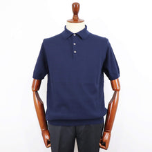 画像をギャラリービューアに読み込む, MOONCASTLE(ムーンキャッスル)ICE COTTON POLO NECK アイスコットン ニット ポロシャツ【ネイビー】国内正規品