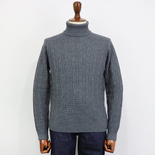 Drumohr(ドルモア)ニット タートルネック メリノウール 長袖 柄物【グレー】国内正規品