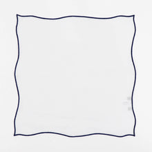 画像をギャラリービューアに読み込む, MUNGAI(ムンガイ)ポケットチーフ リネン100% 【ホワイト×ネイビー】国内正規品