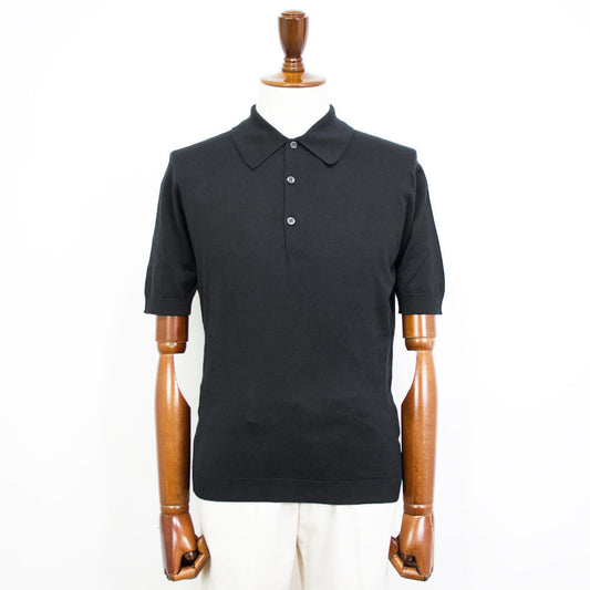 JOHN SMEDLEY(ジョンスメドレー)EASY FIT ISIS SHIRT FC SS シーアイランド コットン 30ゲージ 半袖 ニット ポロシャツ【ブラック】国内正規品