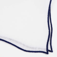 画像をギャラリービューアに読み込む, MUNGAI(ムンガイ)ポケットチーフ リネン100% 【ホワイト×ネイビー】国内正規品