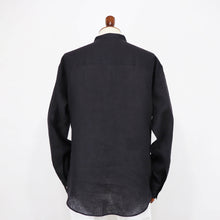画像をギャラリービューアに読み込む, COLONY CLOTHING(コロニークロージング)ALBINI LINEN POOL SIDE SHIRT アルビニ リネン バンドカラー シャツ【ブラック】国内正規品