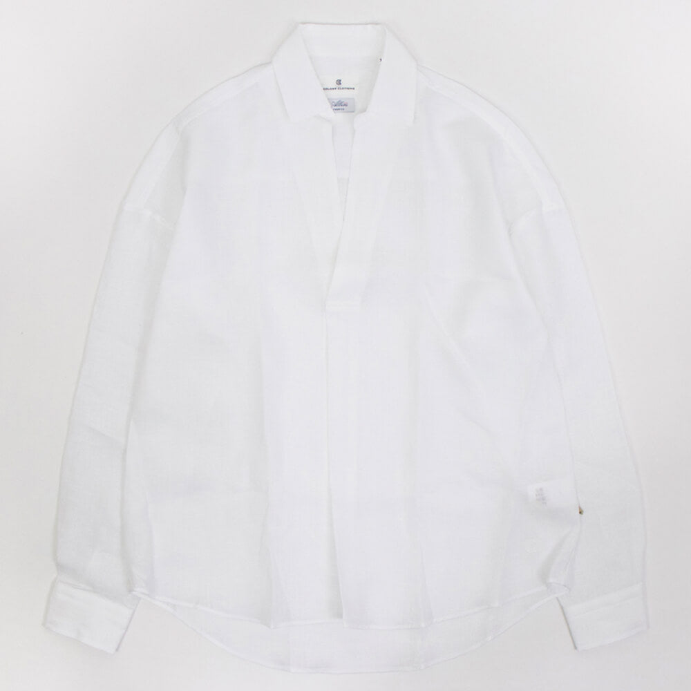 COLONY CLOTHING（コロニークロージング）ALBINI LINEN POOL SIDE SHIRT アルビニ リネン プールサイド  シャツ【ホワイト】国内正規品