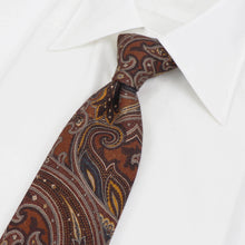 画像をギャラリービューアに読み込む, Stefano Cau(ステファノカウ)ペイズリー柄 ウールタイ【ブラウンベース】国内正規品