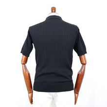 画像をギャラリービューアに読み込む, Blu Bre(ブルブレ)コットンニット 針抜きスキッパーポロシャツ【ブラック】国内正規品