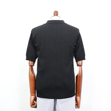 画像をギャラリービューアに読み込む, Blu Bre(ブルブレ)ワイドリブ スキッパー コットンニット ポロシャツ【ブラック】国内正規品