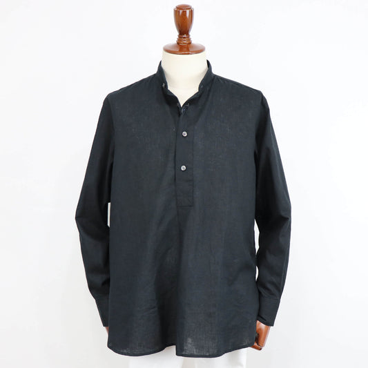 ORIAN(オリアン)バンドカラー コットンリネンシャツ【ブラック】国内正規品