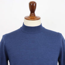 画像をギャラリービューアに読み込む, GRAN SASSO(グランサッソ)12ゲージ ウールモックネックニット ロングスリーブ 長袖【ブルー】国内正規品