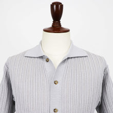 画像をギャラリービューアに読み込む, Vandori(ヴァンドリ)透かし編みコットンニット 半袖シャツカーディガン【アイスグレー】国内正規品