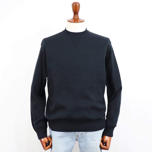 Vandori(ヴァンドリ)コットン100% ガゼット クルーネックロングスリーブ ニット【ブラック】国内正規品