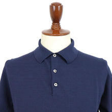 画像をギャラリービューアに読み込む, MOONCASTLE(ムーンキャッスル)ICE COTTON POLO NECK アイスコットン ニット ポロシャツ【ネイビー】国内正規品