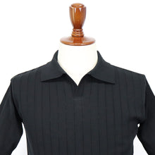 画像をギャラリービューアに読み込む, Blu Bre(ブルブレ)コットンニット 針抜きスキッパーポロシャツ【ブラック】国内正規品