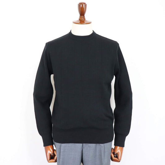 Vandori(ヴァンドリ)コットンカシミヤ針抜き クルーネックニット【ブラック】国内正規品