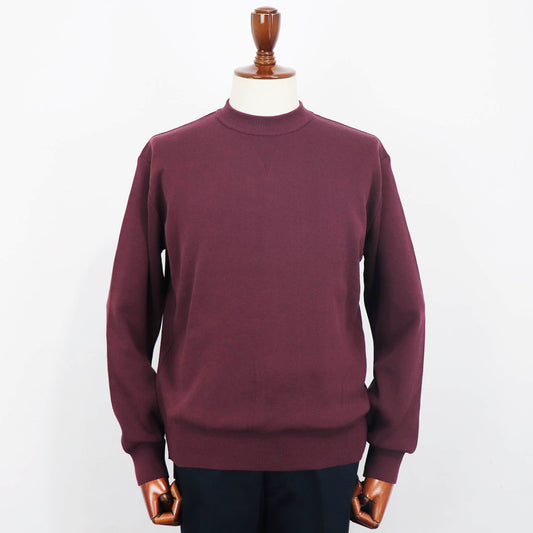 Vandori(ヴァンドリ)コットン100% ガゼット クルーネックロングスリーブ ニット【ボルドー】国内正規品