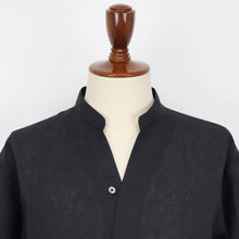 画像をギャラリービューアに読み込む, COLONY CLOTHING(コロニークロージング)ALBINI LINEN POOL SIDE SHIRT アルビニ リネン バンドカラー シャツ【ブラック】国内正規品