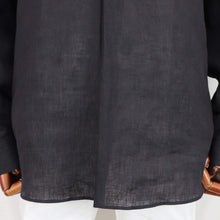 画像をギャラリービューアに読み込む, COLONY CLOTHING(コロニークロージング)ALBINI LINEN POOL SIDE SHIRT アルビニ リネン バンドカラー シャツ【ブラック】国内正規品
