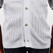 画像をギャラリービューアに読み込む, Vandori(ヴァンドリ)透かし編みコットンニット 半袖シャツカーディガン【アイスグレー】国内正規品