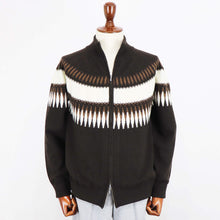 画像をギャラリービューアに読み込む, Vandori(ヴァンドリ)求心柄 ジップブルゾン ウールカシミヤ【ブラウン】国内正規品