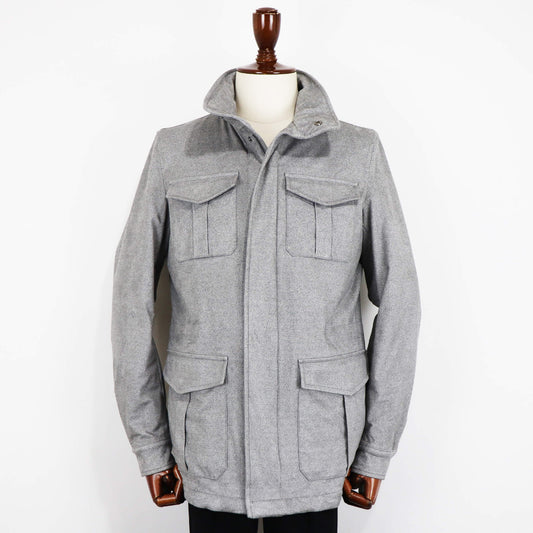 HERNO(ヘルノ)M65 ストレッチスエード ブルゾン【メランジグレー】国内正規品