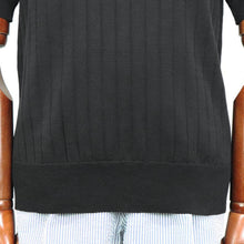 画像をギャラリービューアに読み込む, Blu Bre(ブルブレ)ワイドリブ スキッパー コットンニット ポロシャツ【ブラック】国内正規品