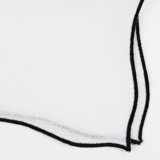 MUNGAI(ムンガイ)ポケットチーフ リネン100% 【ホワイト×ブラック】国内正規品