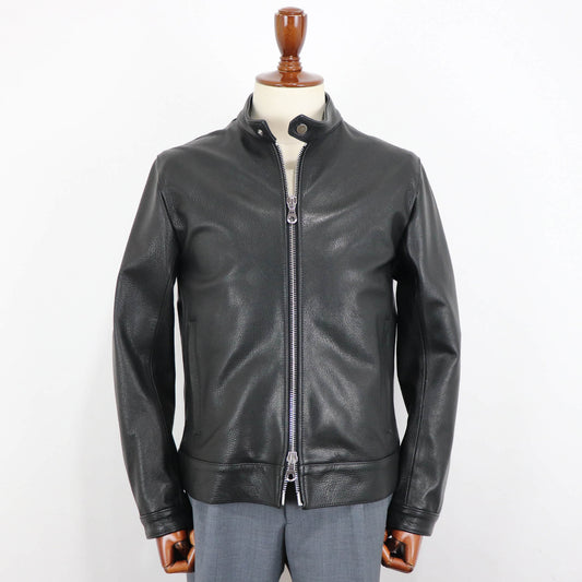 CINQUANTA(チンクワンタ)STAND COLLAR SINGLE RIDERS スタンドカラー シングル ライダース ジャケット シルバージップ【ブラック】国内正規品