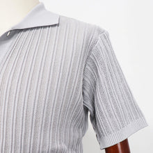 画像をギャラリービューアに読み込む, Vandori(ヴァンドリ)透かし編みコットンニット 半袖シャツカーディガン【アイスグレー】国内正規品