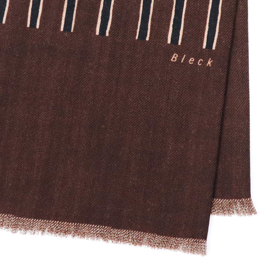 Bleck(ブレック)ストライプ柄 ウール100% ストール【ブラウン】国内正規品