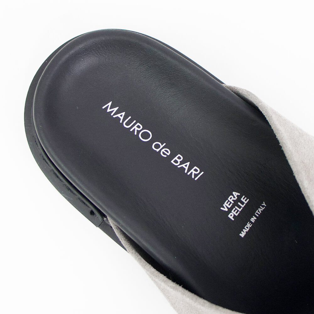 MAURO de BARI(マウロデバーリ)スエード クロスストラップ サンダル【トープ×ブラック】国内正規品