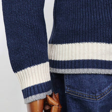 画像をギャラリービューアに読み込む, GRAN SASSO(グランサッソ)コットンリネン チルデンニット【ネイビー】国内正規品