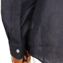 画像をギャラリービューアに読み込む, COLONY CLOTHING(コロニークロージング)ALBINI LINEN POOL SIDE SHIRT アルビニ リネン バンドカラー シャツ【ブラック】国内正規品