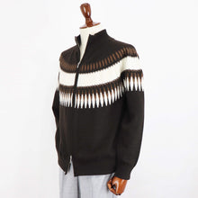 画像をギャラリービューアに読み込む, Vandori(ヴァンドリ)求心柄 ジップブルゾン ウールカシミヤ【ブラウン】国内正規品