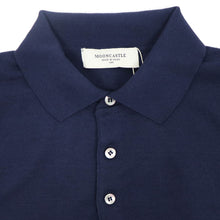 画像をギャラリービューアに読み込む, MOONCASTLE(ムーンキャッスル)ICE COTTON POLO NECK アイスコットン ニット ポロシャツ【ネイビー】国内正規品