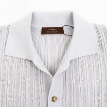 画像をギャラリービューアに読み込む, Vandori(ヴァンドリ)透かし編みコットンニット 半袖シャツカーディガン【アイスグレー】国内正規品