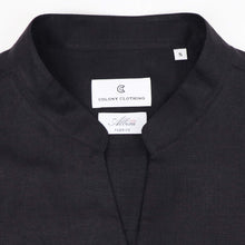 画像をギャラリービューアに読み込む, COLONY CLOTHING(コロニークロージング)ALBINI LINEN POOL SIDE SHIRT アルビニ リネン バンドカラー シャツ【ブラック】国内正規品