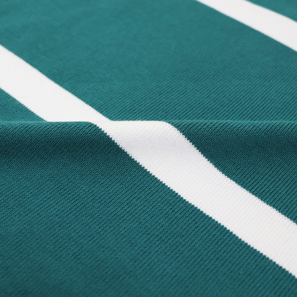 MAISON CORNICHON(メゾン コルニション)コットンフライス編み ボーダー柄 ボートネック カットソー【ピーコックグリーン×ホワイト】国内正規品