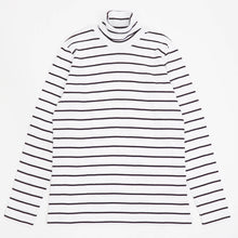 画像をギャラリービューアに読み込む, MAISON CORNICHON(メゾン コルニション)カットソー タートルネック ボーダー【ホワイト×ブラウン】国内正規品