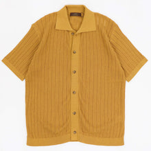 画像をギャラリービューアに読み込む, Vandori(ヴァンドリ)透かし編みコットンニット 半袖シャツカーディガン【マスタード】国内正規品