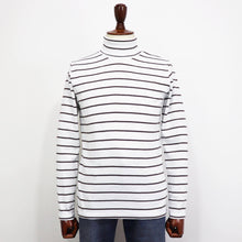 画像をギャラリービューアに読み込む, MAISON CORNICHON(メゾン コルニション)カットソー タートルネック ボーダー【ホワイト×ブラウン】国内正規品