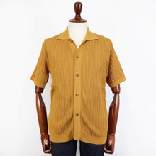 画像をギャラリービューアに読み込む, Vandori(ヴァンドリ)透かし編みコットンニット 半袖シャツカーディガン【マスタード】国内正規品