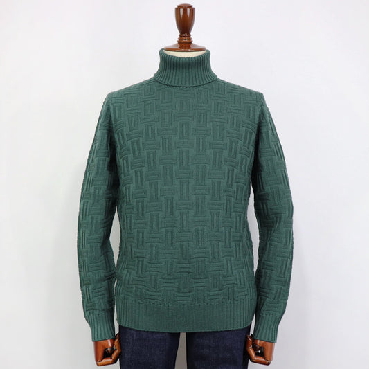 Drumohr(ドルモア)ニット タートルネック メリノウール 長袖 柄物【グリーン】国内正規品