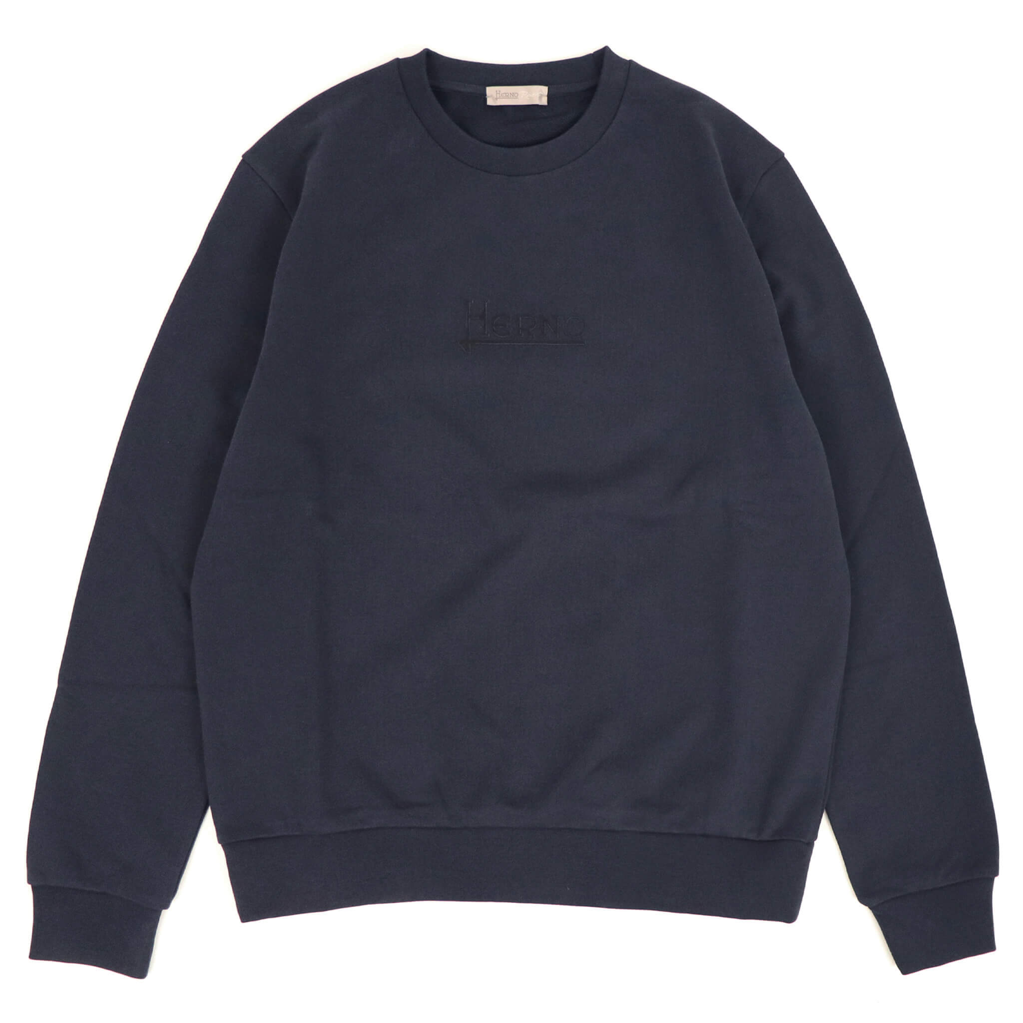 Herno ロゴ刺繍 クルーネック スウェット ネイビー HERNO（ヘルノ）ロゴ入りコットンスウェット【ネイビー】国内正規品