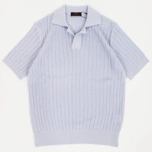 画像をギャラリービューアに読み込む, Vandori(ヴァンドリ)透かし編みコットンニット スキッパーポロシャツ【パールブルー】国内正規品