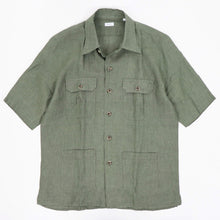 画像をギャラリービューアに読み込む, ORIAN(オリアン)半袖リネン サファリシャツ【オリーブ】国内正規品