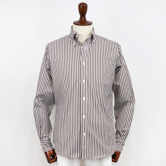 Giotto(ジオット)ストライプ ボタンダウン シャツ【ブラウン】国内正規品