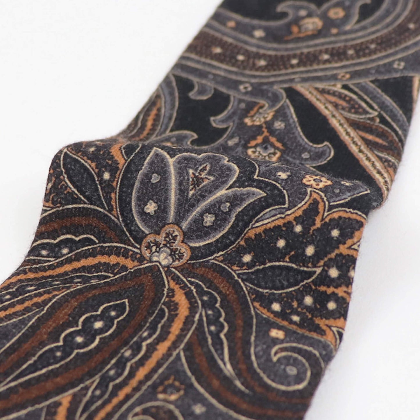 Stefano Cau(ステファノカウ)ペイズリー柄 ウールタイ【ブラックベース】国内正規品